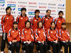 ナショナルトレーニングセンターで行われた北京オリンピック バドミントン選手メンバー発表記者会見