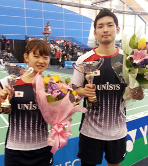 混合ダブルス優勝の垰畑亮太・高橋礼華組 高橋選手は2冠を達成