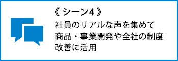 シーン4：社員のリアルな声を集めて商品・事業開発や全社の制度改善に活用