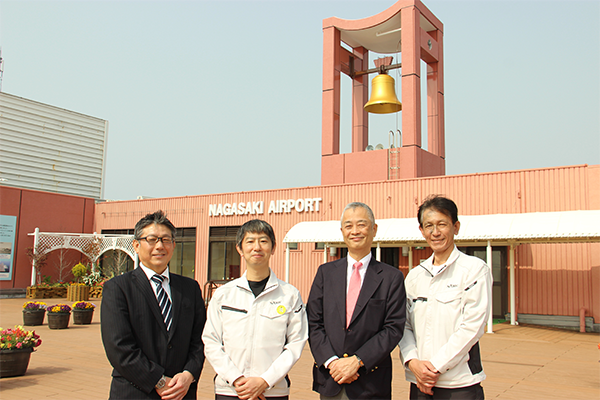 長崎空港ビルディング 中川内氏、安田氏、幸重社長、桶屋氏