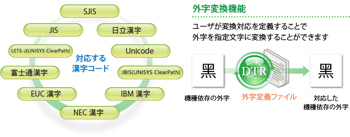 DTRの特長 〜様々な漢字コードを相互変換〜