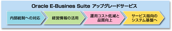 Oracle E-Business Suite アップグレードサービス:内部統制への対応、経営情報の活用、運用コスト低減と品質向上、サービス指向のシステム基盤へ