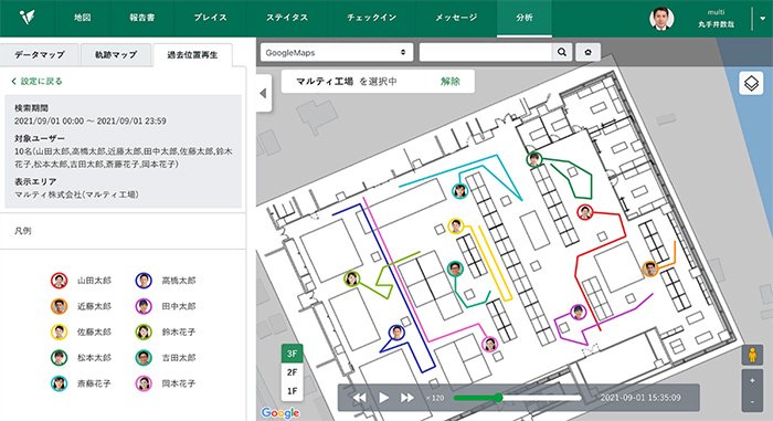 移動軌跡の表示・再生