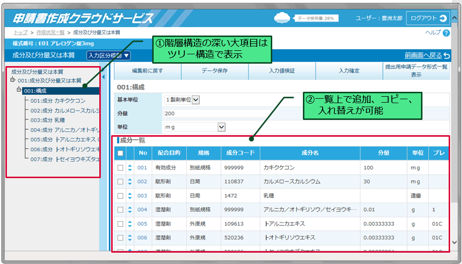 OpenTrusty 申請書作成クラウドサービス画面レイアウトイメージ